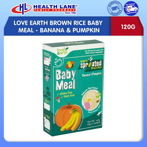 LOVE EARTH BERAS PERANG BAYI MEAL - BANANA & PUMPKIN (120G)